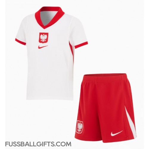 Polen Fußballbekleidung Heimtrikot Kinder EM 2024 Kurzarm (+ kurze hosen)